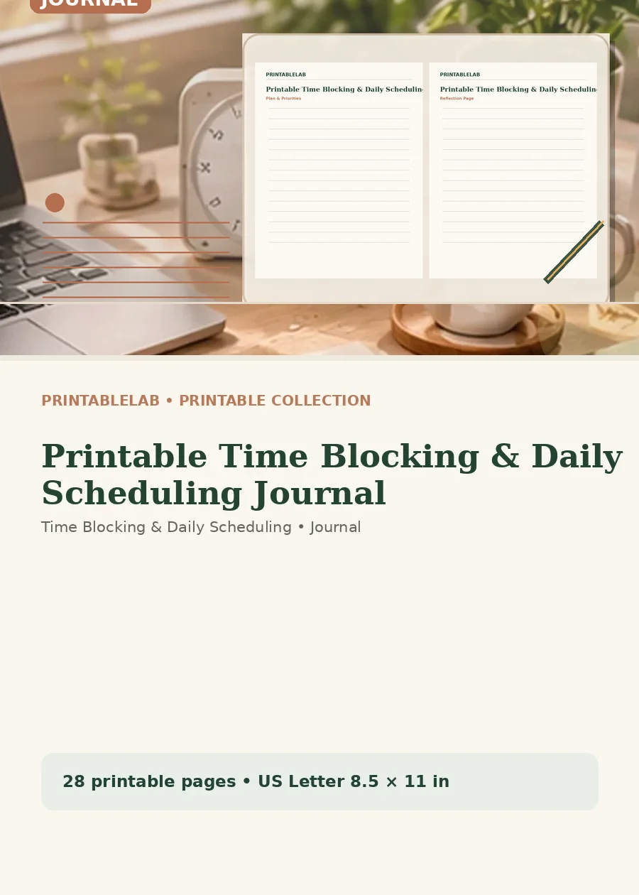 Printable Time Blocking & Daily Scheduling Journal cover
