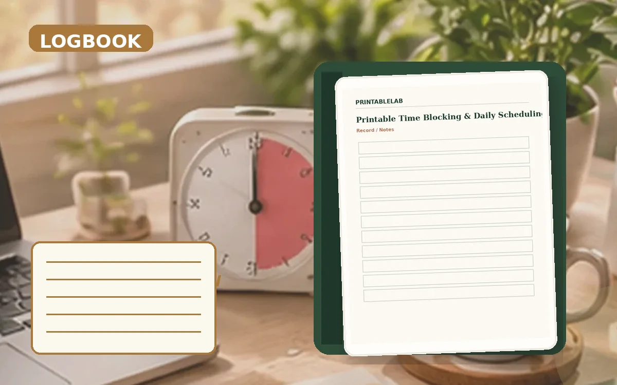 Printable Time Blocking & Daily Scheduling Logbook cover