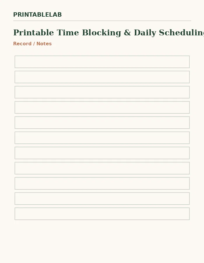 Printable Time Blocking & Daily Scheduling Logbook preview 4