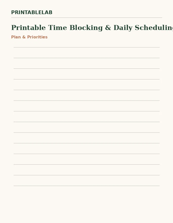 Printable Time Blocking & Daily Scheduling Planner preview 1