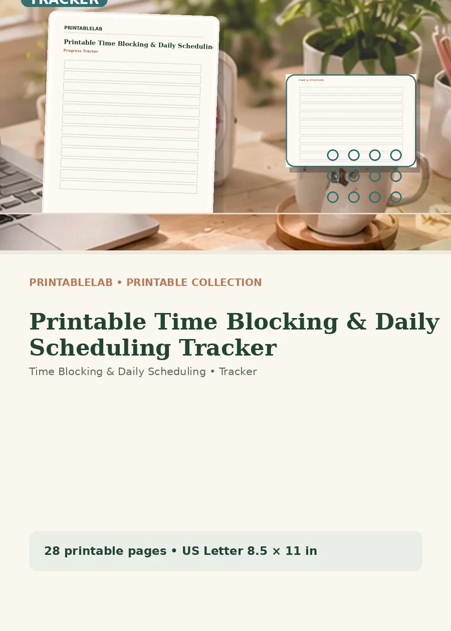 Printable Time Blocking & Daily Scheduling Tracker cover