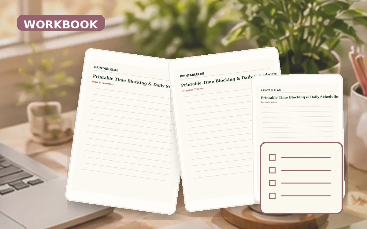 Printable Time Blocking & Daily Scheduling Workbook cover