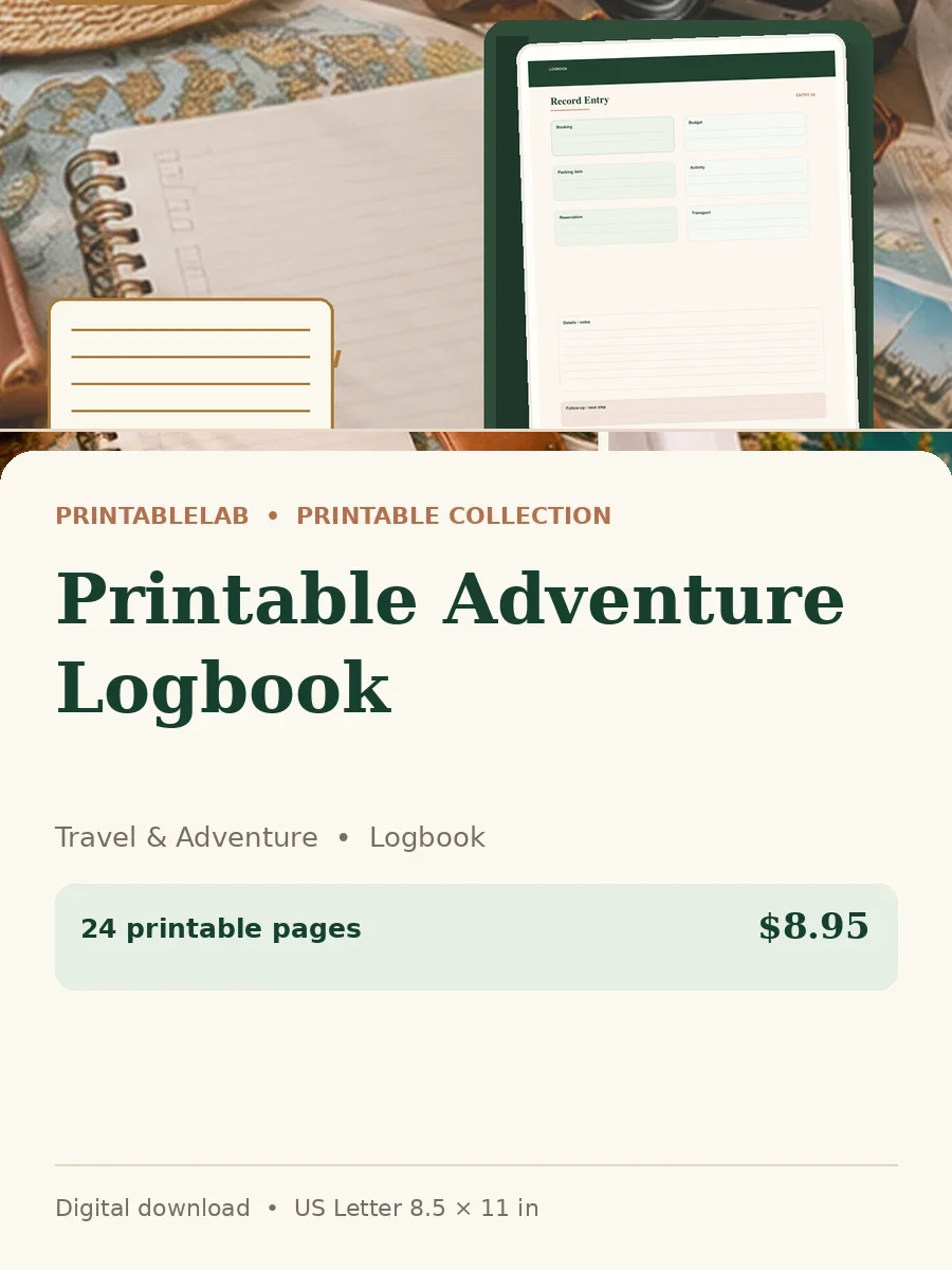 Printable Adventure Logbook cover