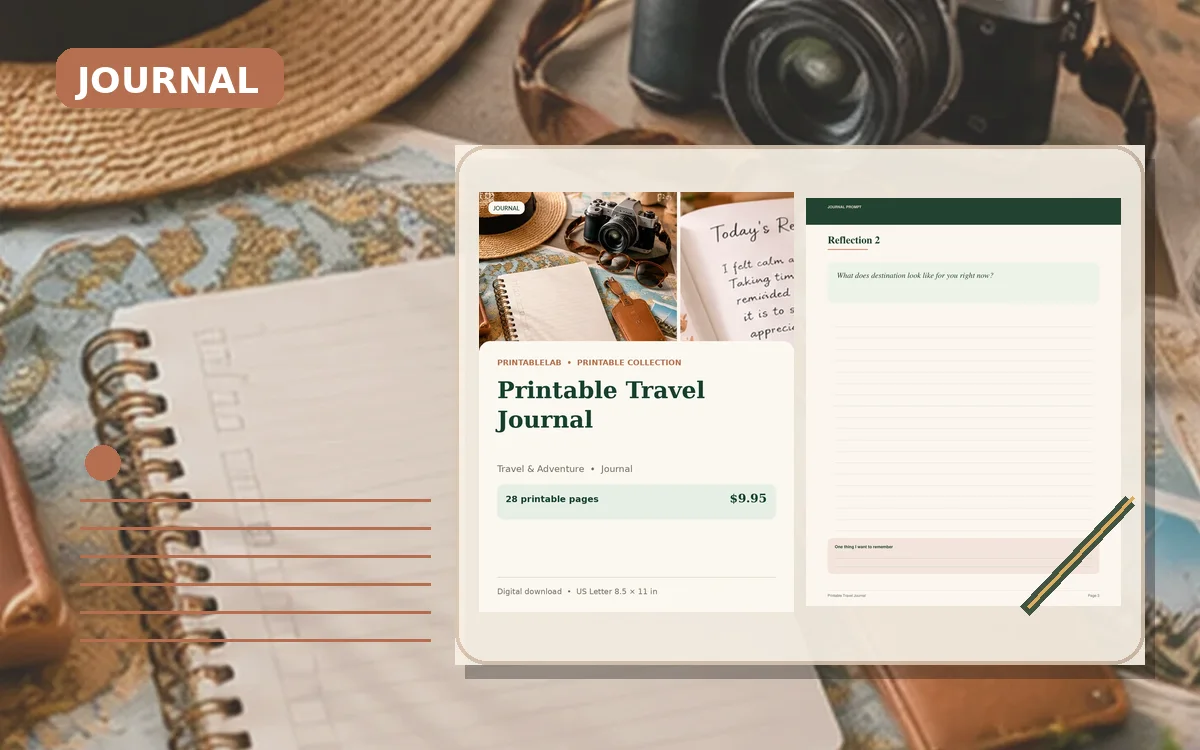 Printable Travel Journal cover