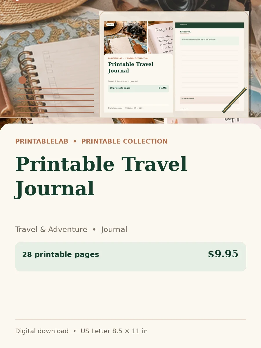 Printable Travel Journal cover