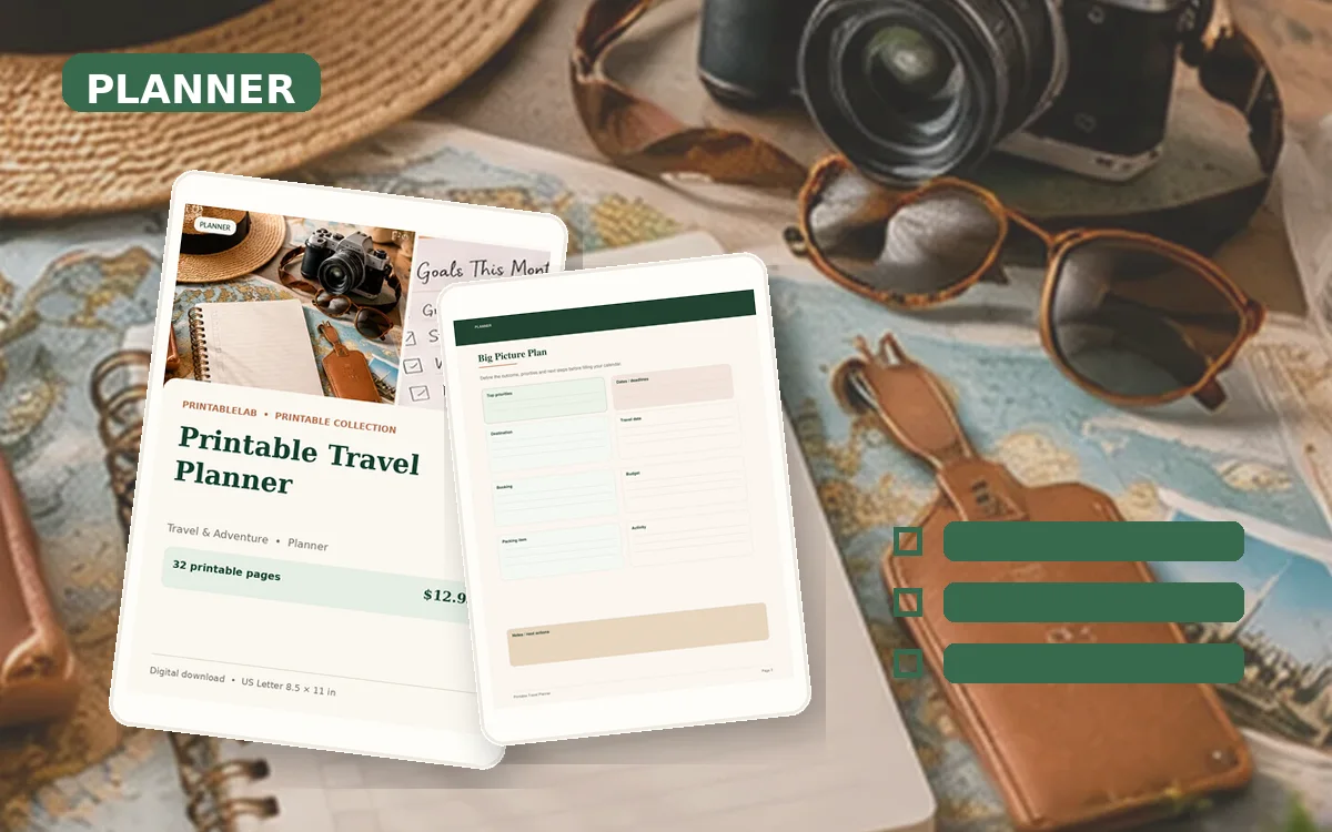 Printable Travel Planner cover