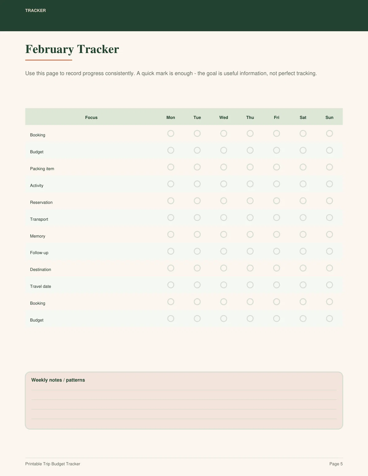 Printable Trip Budget Tracker preview 4