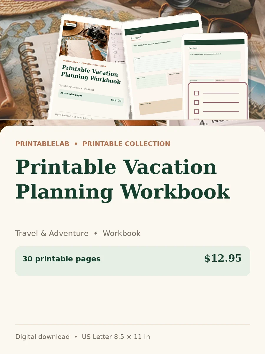 Printable Vacation Planning Workbook cover