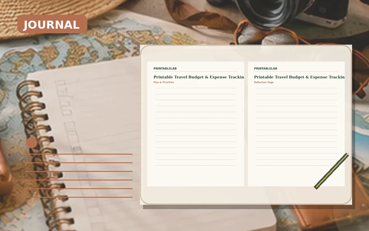 Printable Travel Budget & Expense Tracking Journal cover