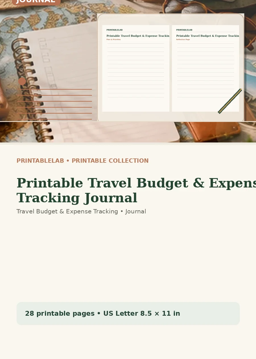 Printable Travel Budget & Expense Tracking Journal cover