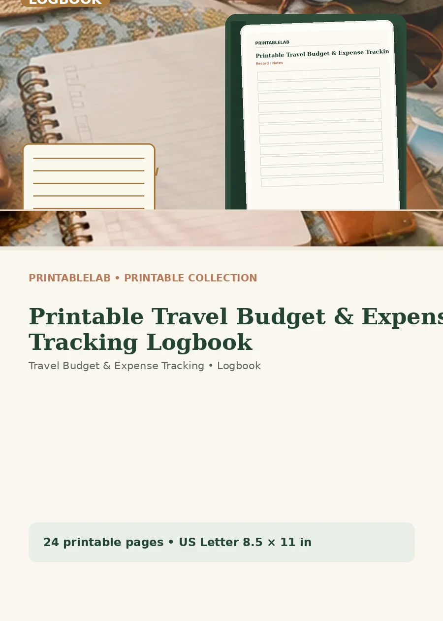 Printable Travel Budget & Expense Tracking Logbook cover