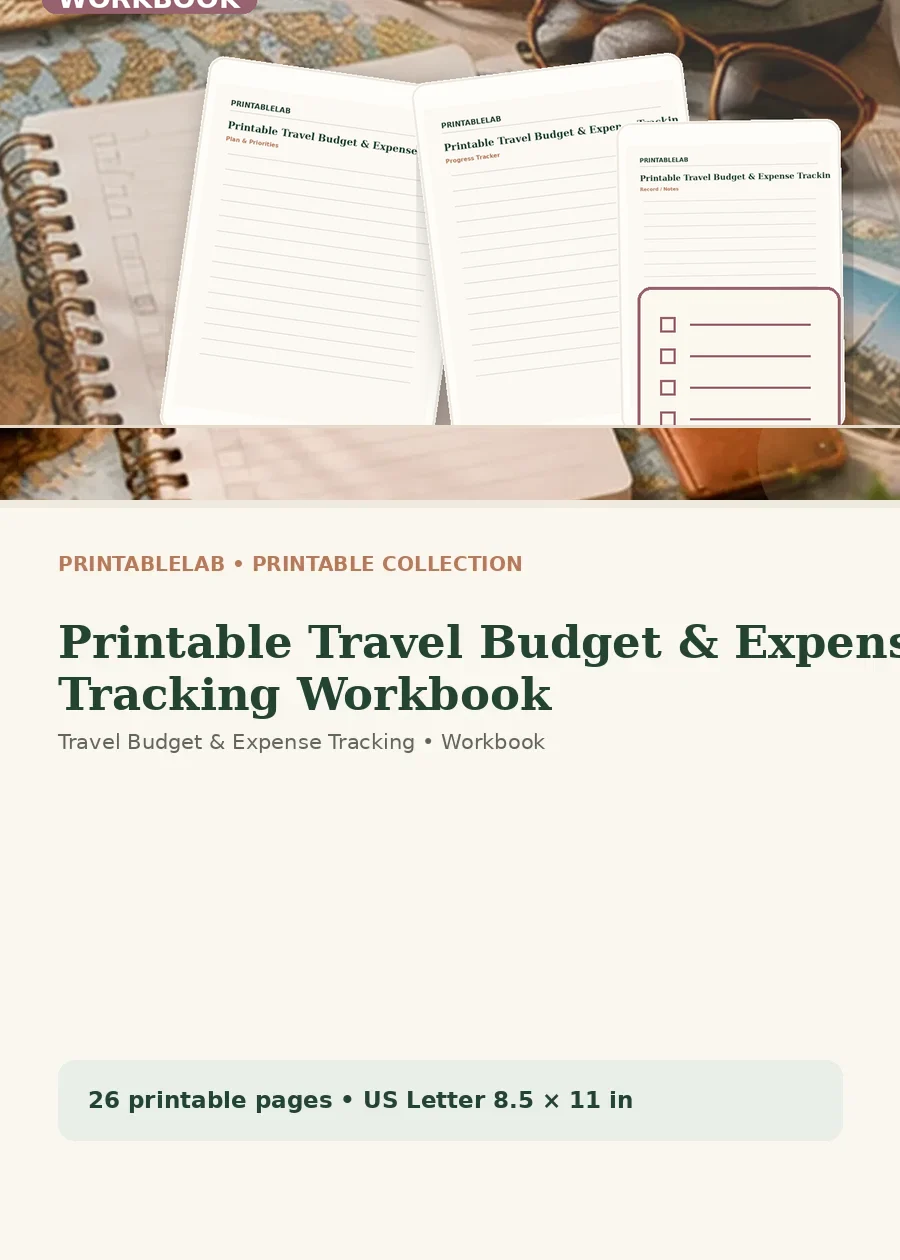 Printable Travel Budget & Expense Tracking Workbook cover