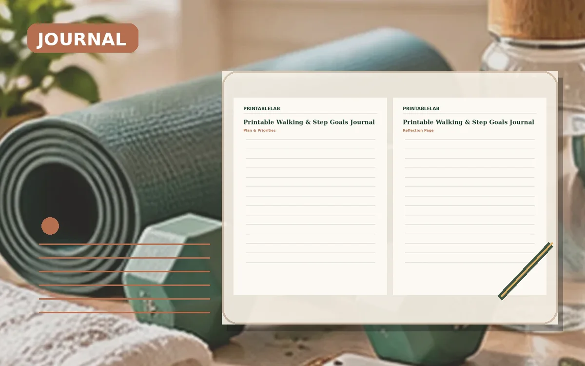 Printable Walking & Step Goals Journal cover