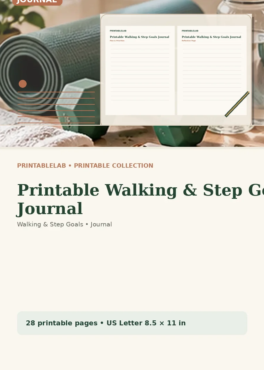 Printable Walking & Step Goals Journal cover