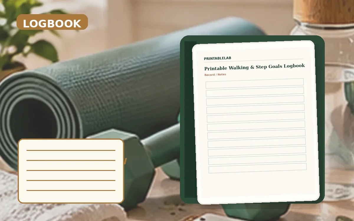 Printable Walking & Step Goals Logbook cover