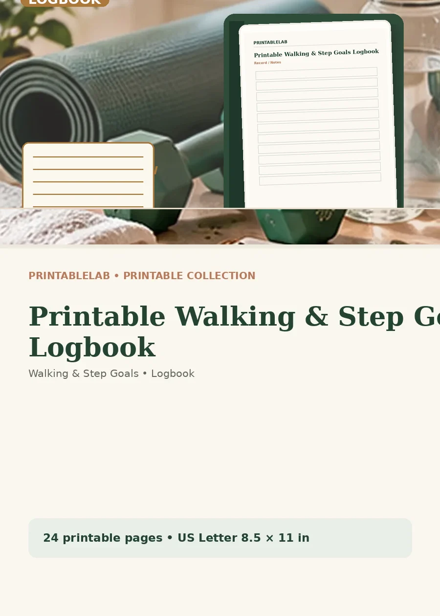 Printable Walking & Step Goals Logbook cover