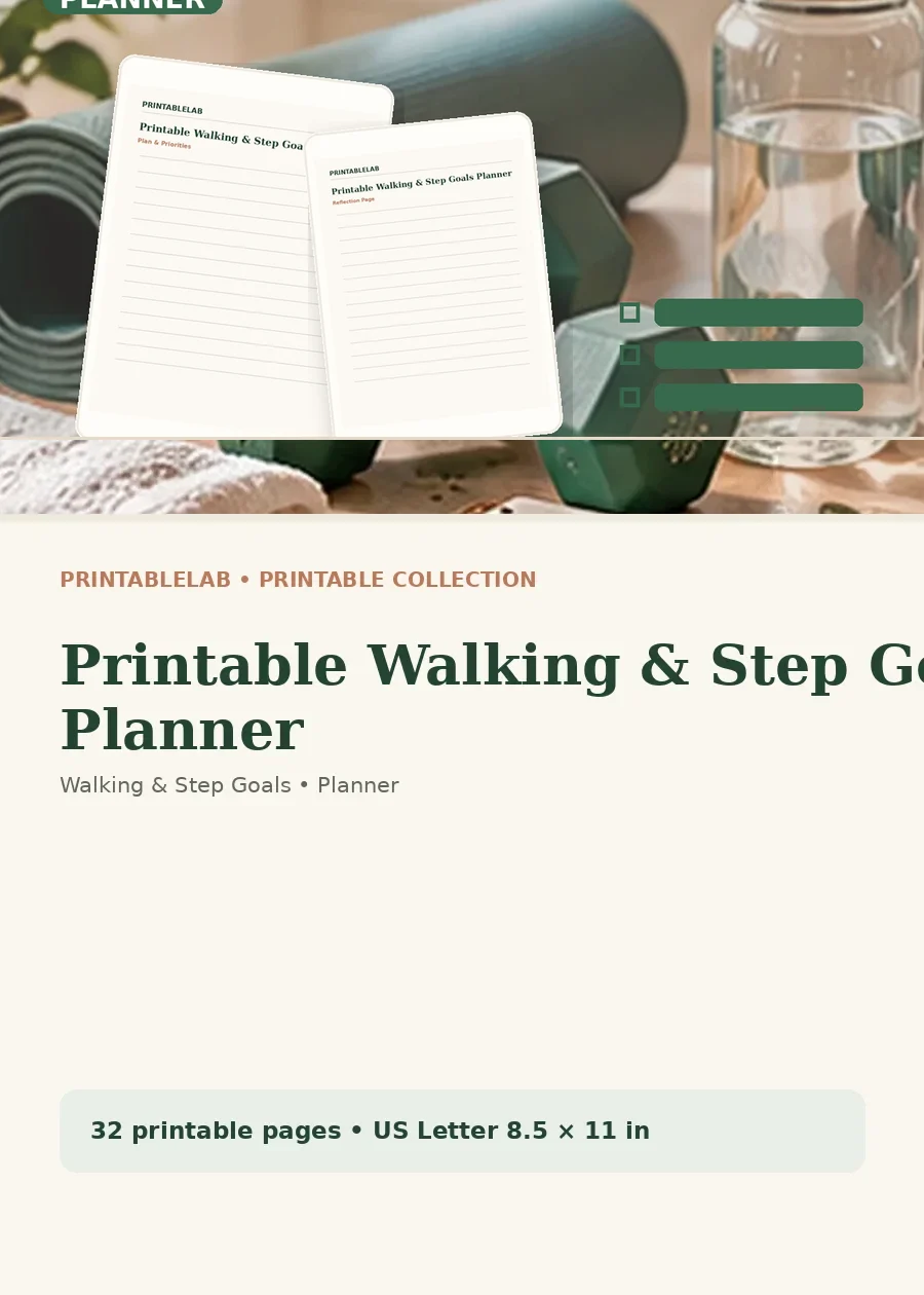 Printable Walking & Step Goals Planner cover