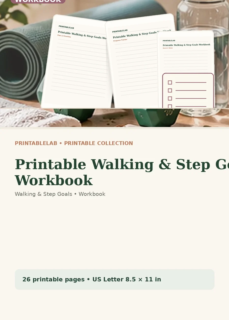 Printable Walking & Step Goals Workbook cover