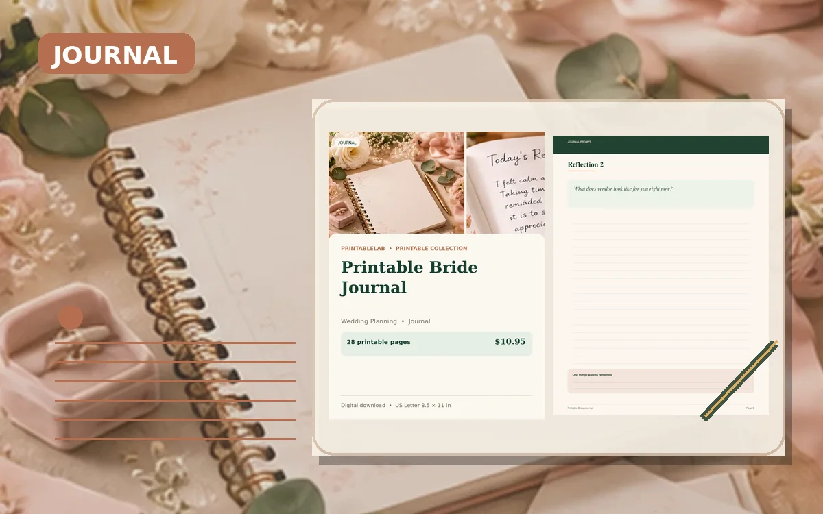 Printable Bride Journal cover