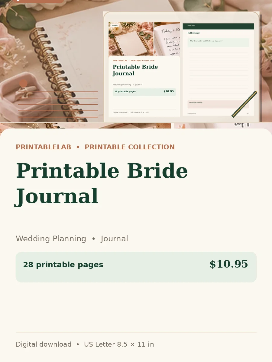 Printable Bride Journal cover