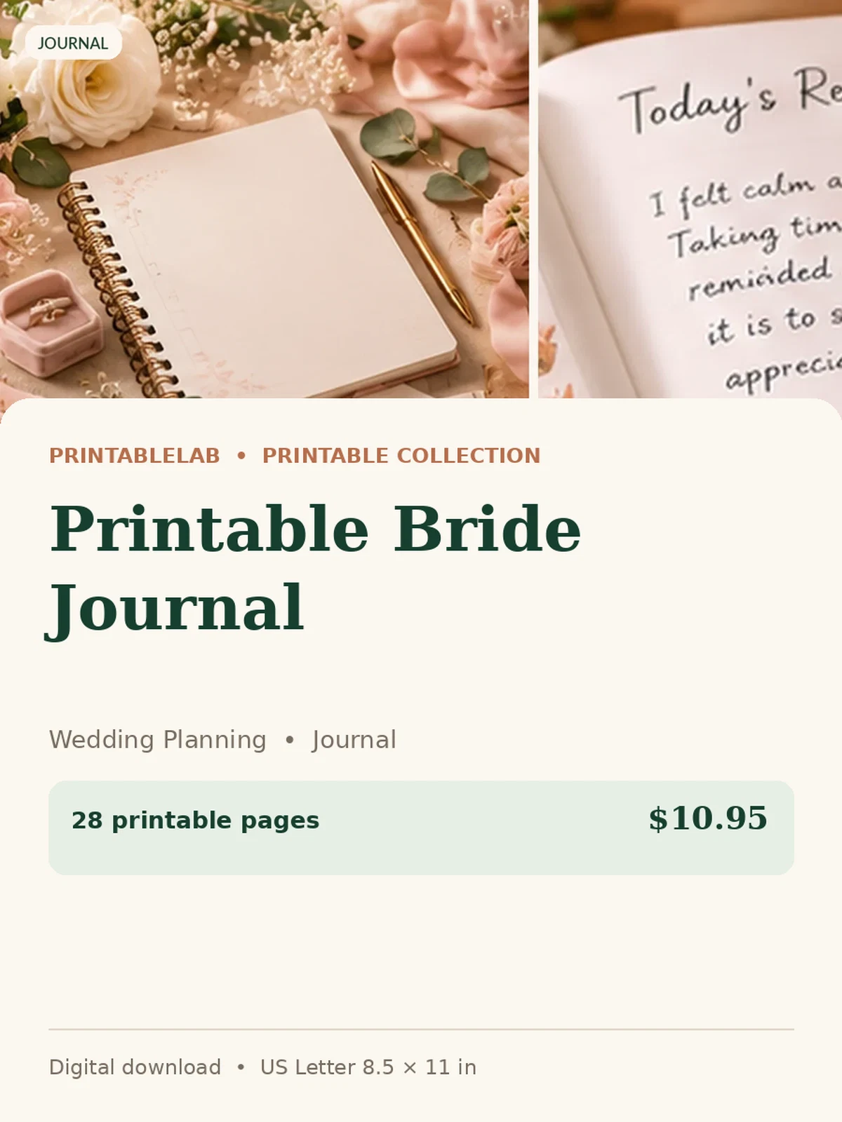 Printable Bride Journal preview 1