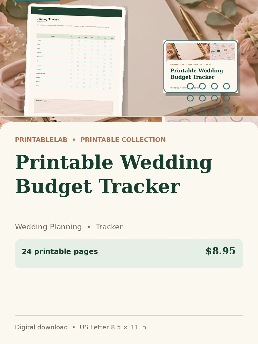 Printable Wedding Budget Tracker cover