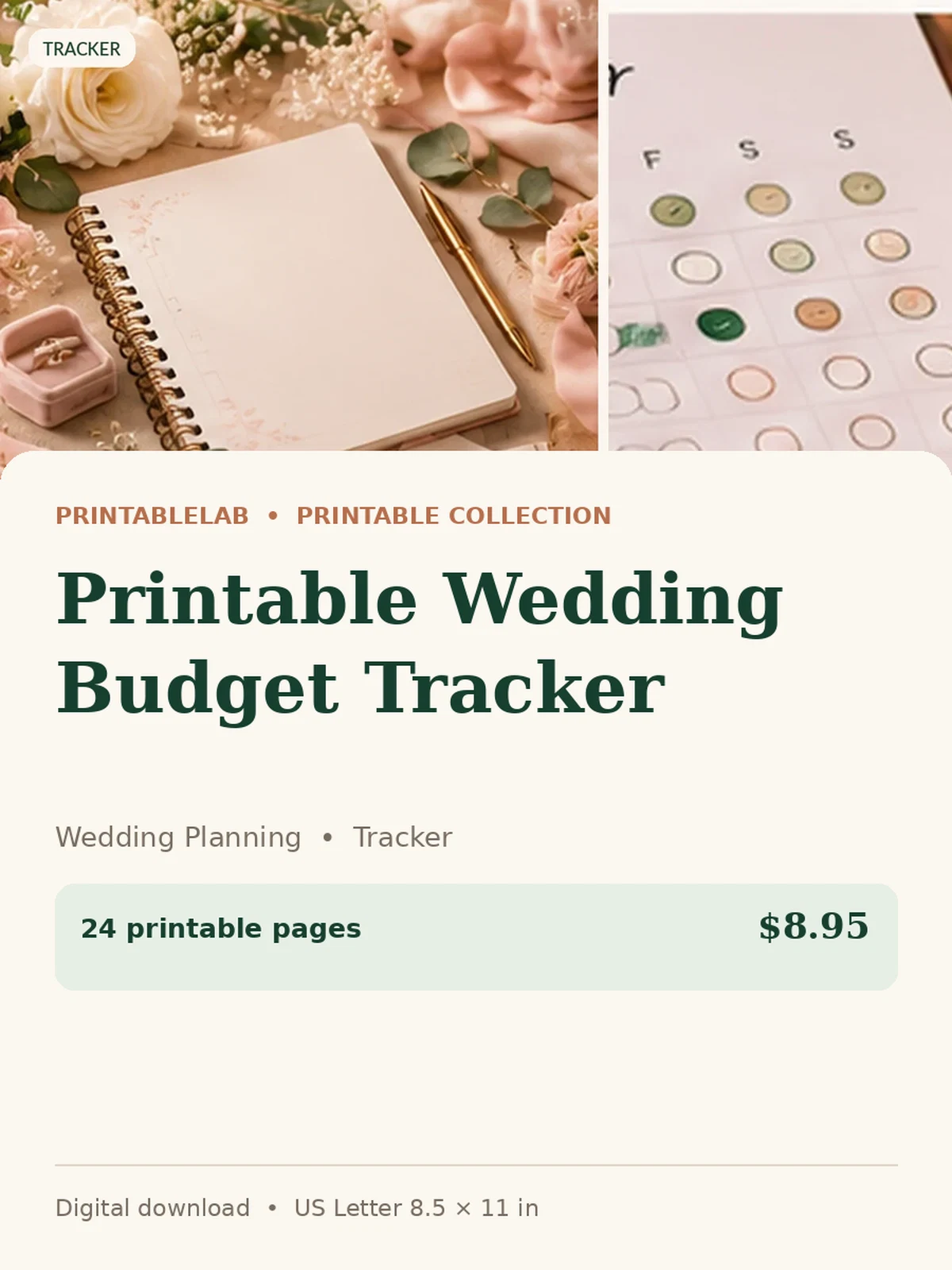 Printable Wedding Budget Tracker preview 1
