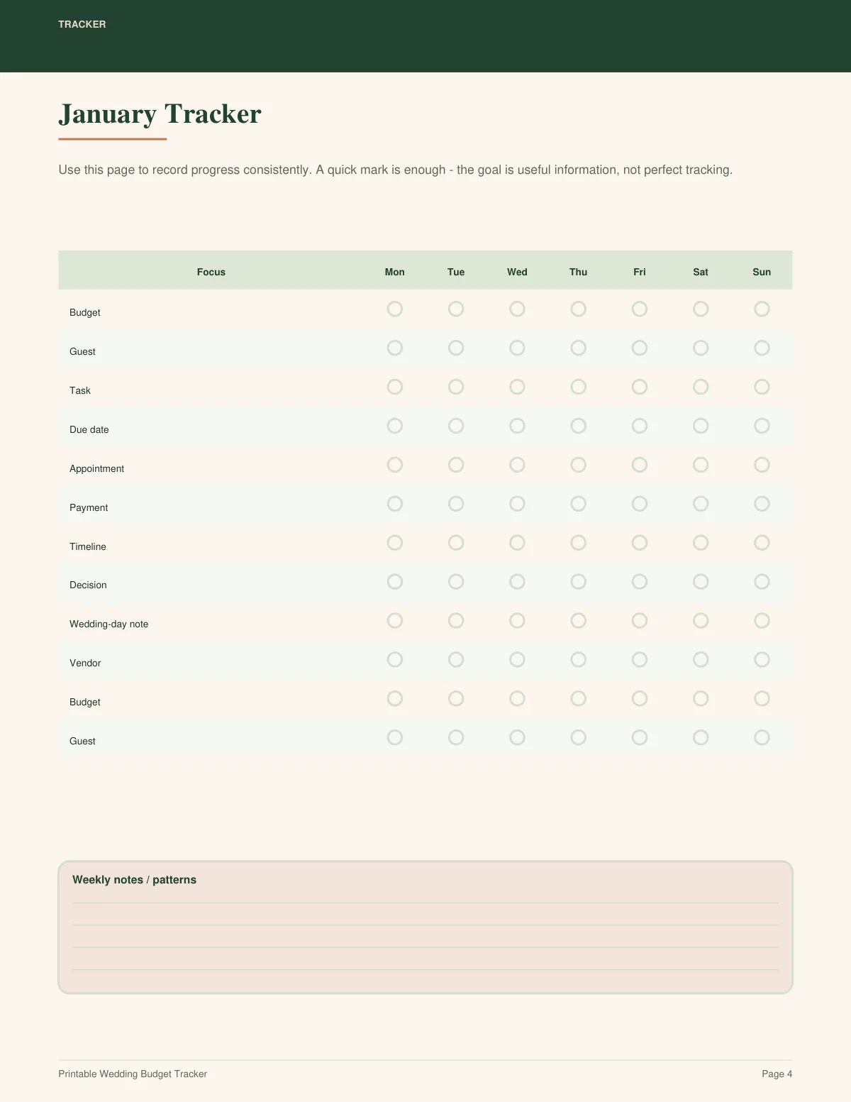 Printable Wedding Budget Tracker preview 3