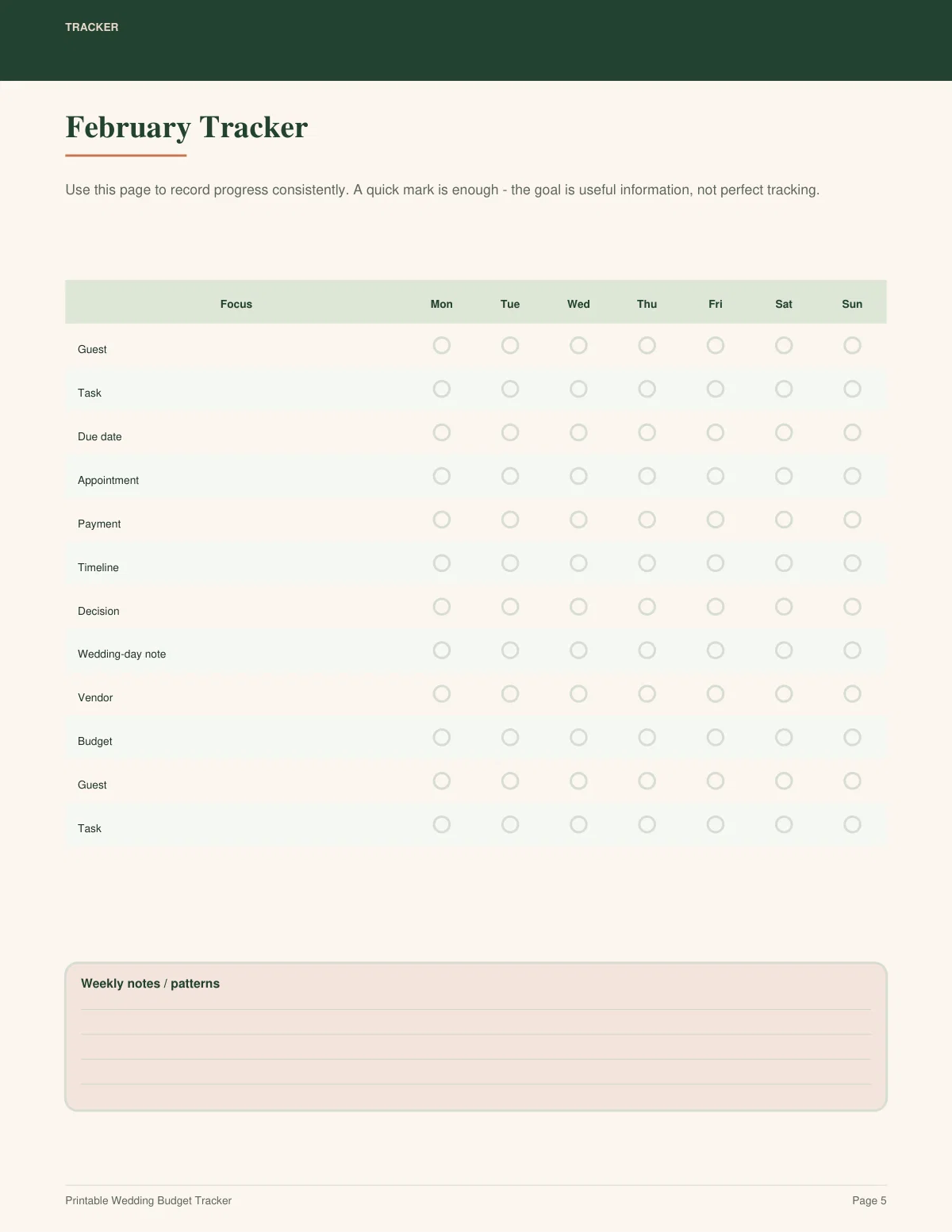 Printable Wedding Budget Tracker preview 4