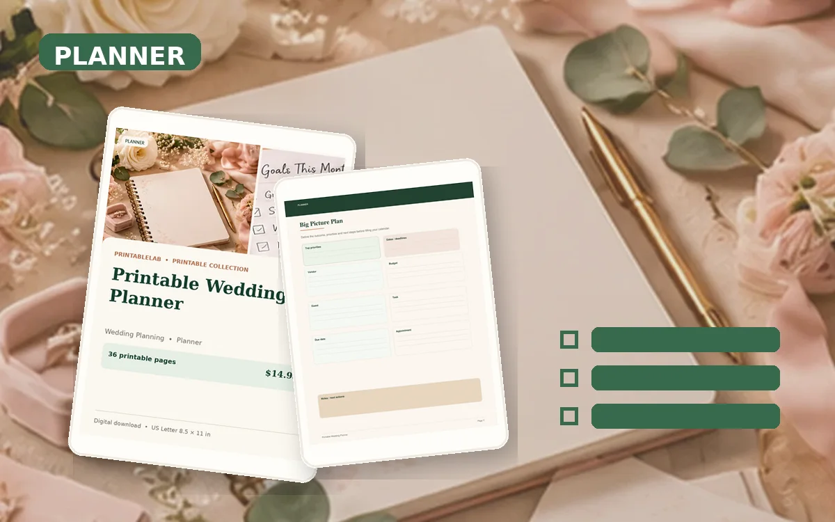Printable Wedding Planner cover
