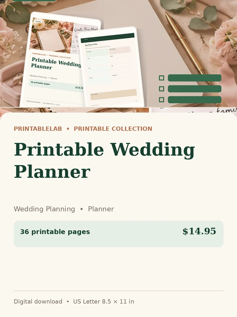 Printable Wedding Planner cover