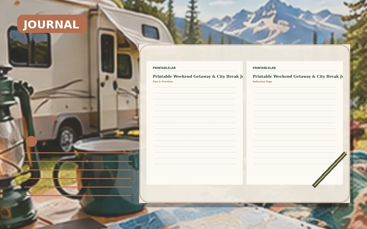 Printable Weekend Getaway & City Break Journal cover