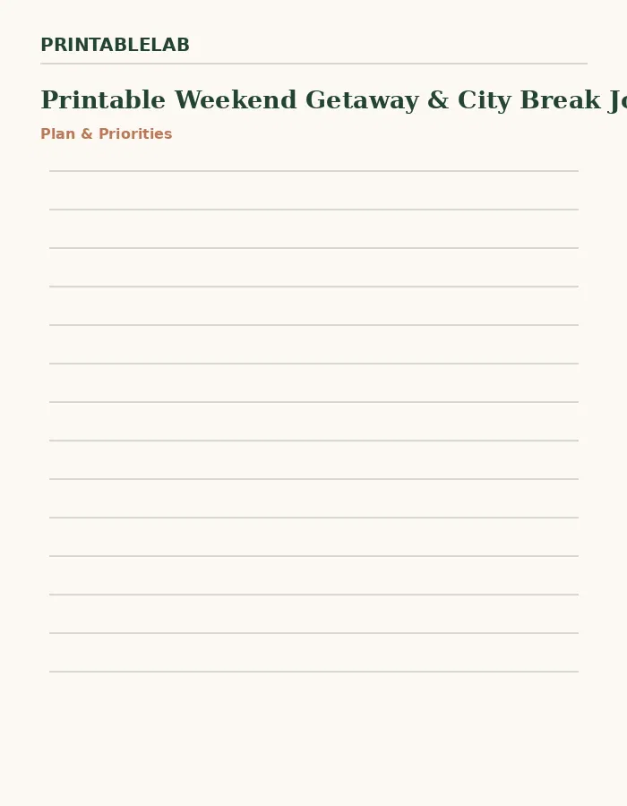 Printable Weekend Getaway & City Break Journal preview 1