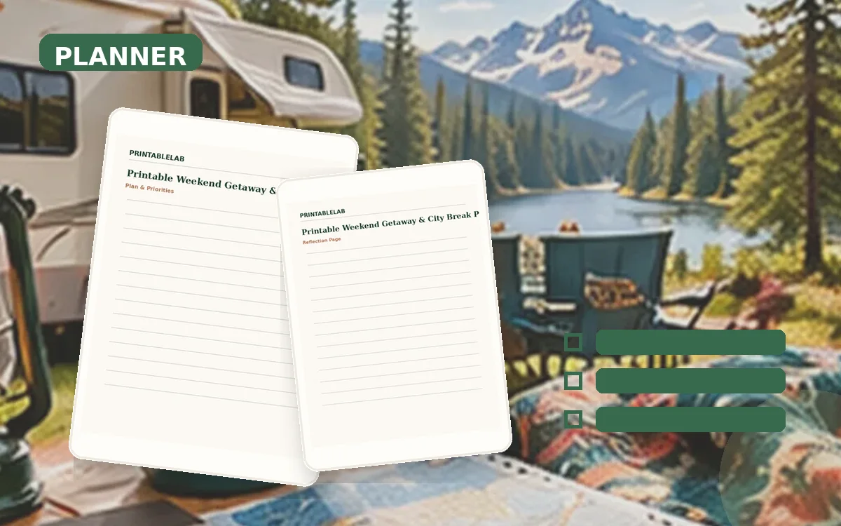 Printable Weekend Getaway & City Break Planner cover