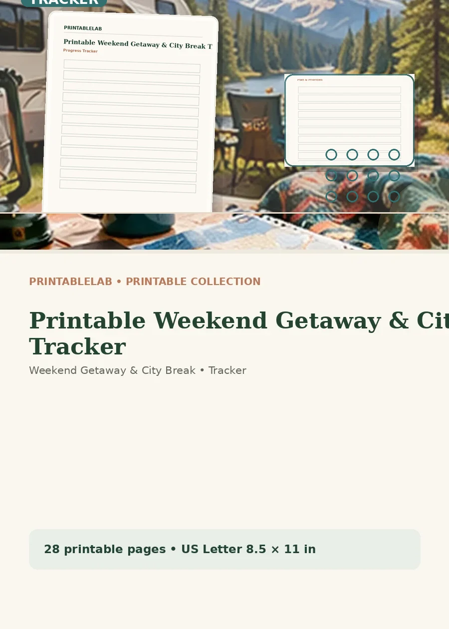 Printable Weekend Getaway & City Break Tracker cover
