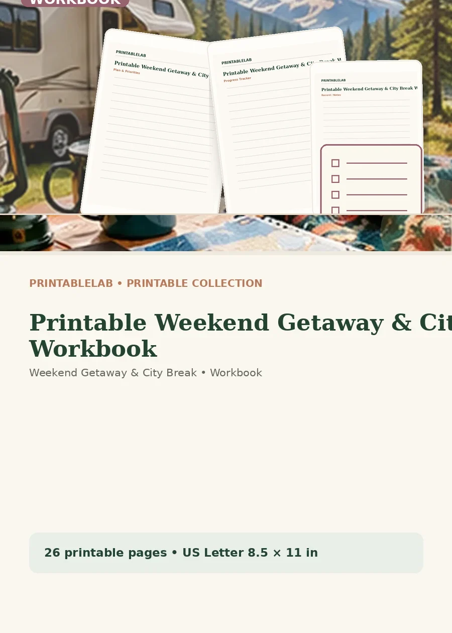 Printable Weekend Getaway & City Break Workbook cover