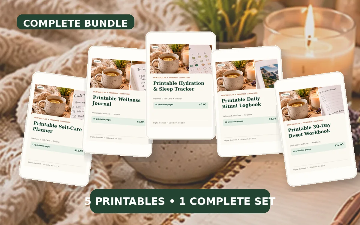 Complete Wellness & Self-Care Printable Bundle cover