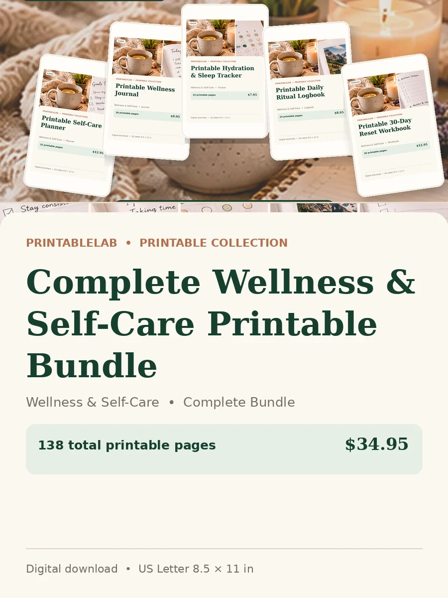 Complete Wellness & Self-Care Printable Bundle cover