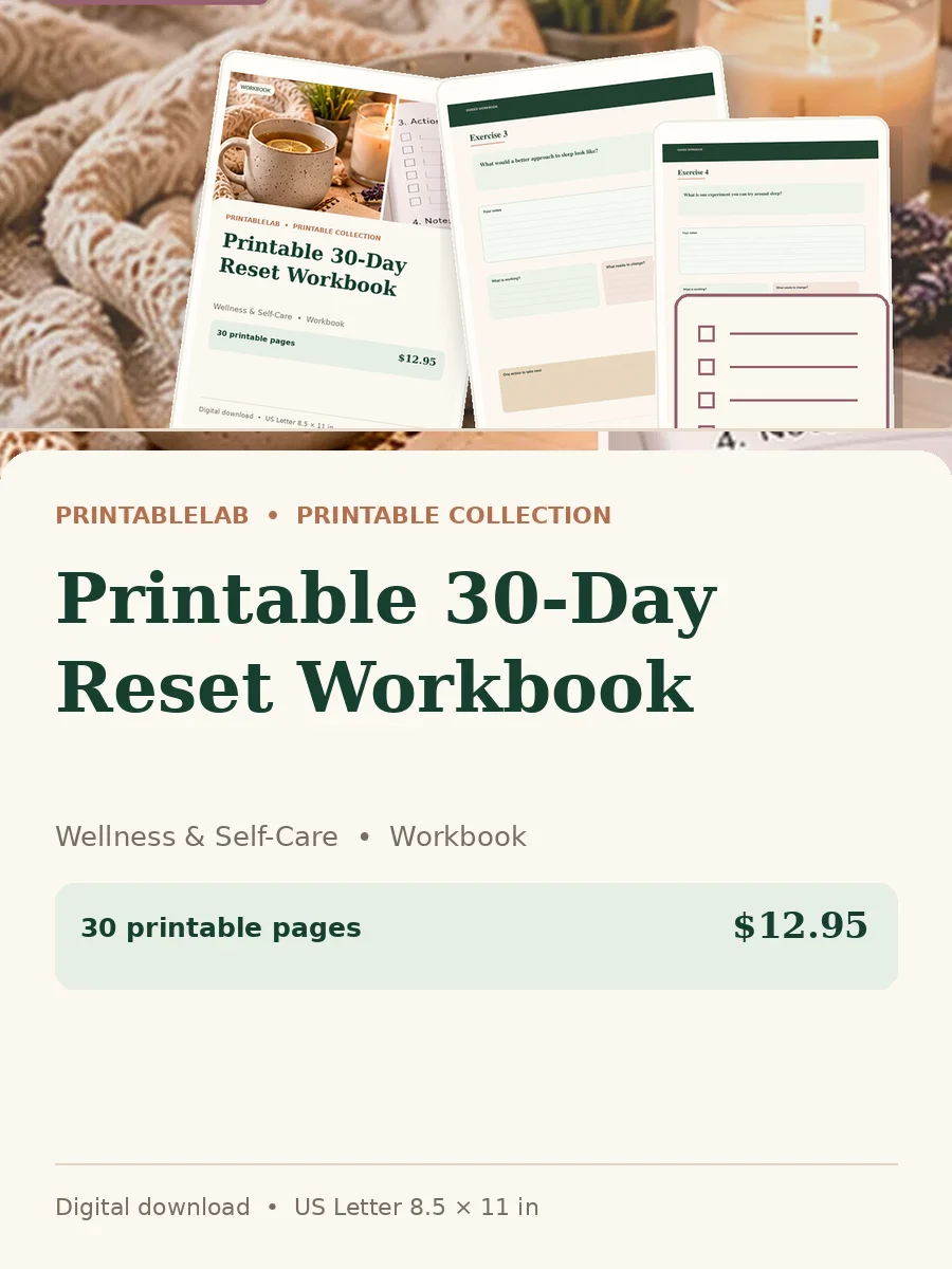 Printable 30-Day Reset Workbook cover
