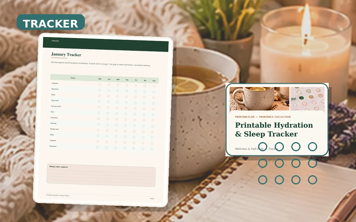 Printable Hydration & Sleep Tracker cover