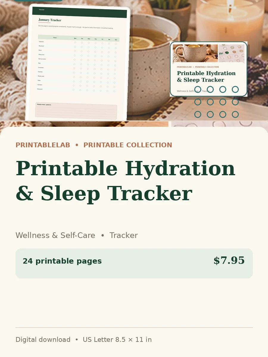 Printable Hydration & Sleep Tracker cover