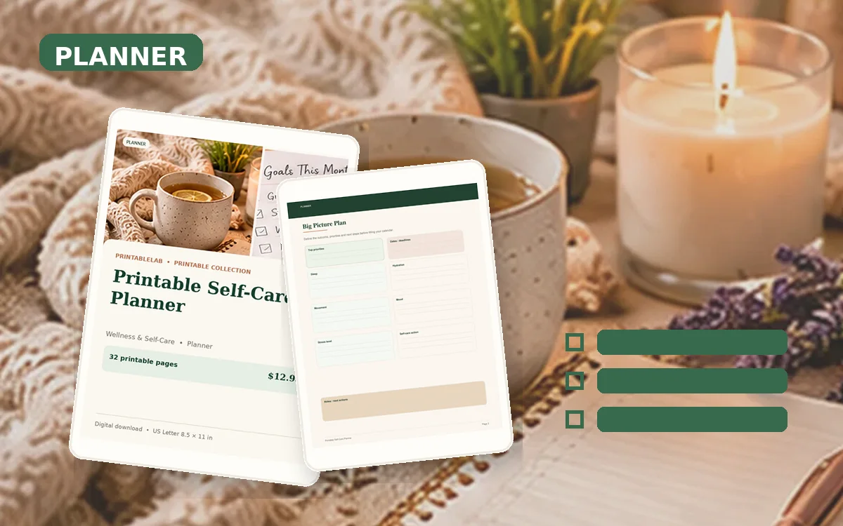 Printable Self-Care Planner cover