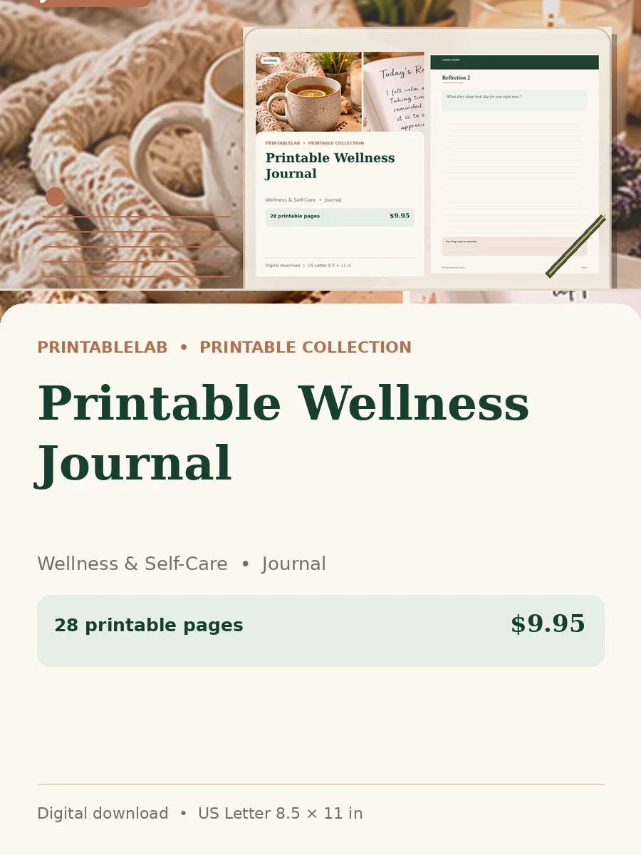 Printable Wellness Journal cover