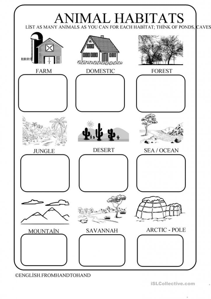 Animal Habitats English ESL Worksheets For Distance Learning And Physical Classrooms