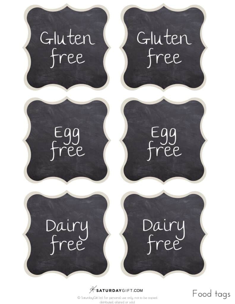 Chalkboard Buffet Food Labels Printable Dairy Free Vegan Gluten Free 