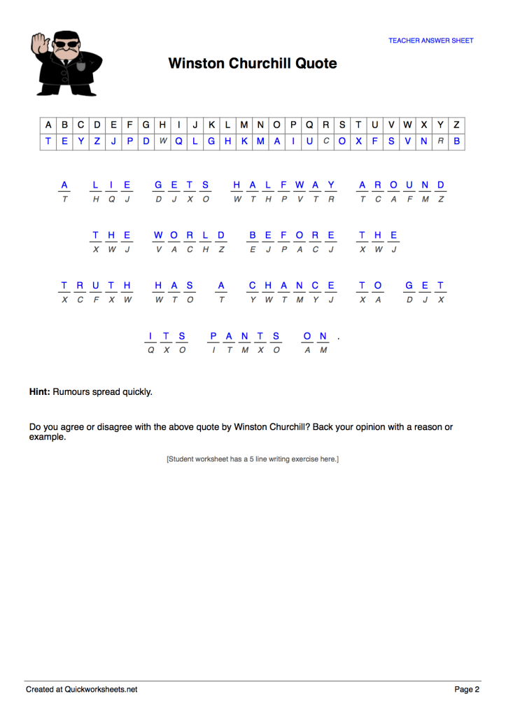 Cryptogram Puzzle Worksheet Maker