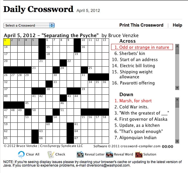 Daily Crossword Puzzles Free From The Washington Post Kids Team 