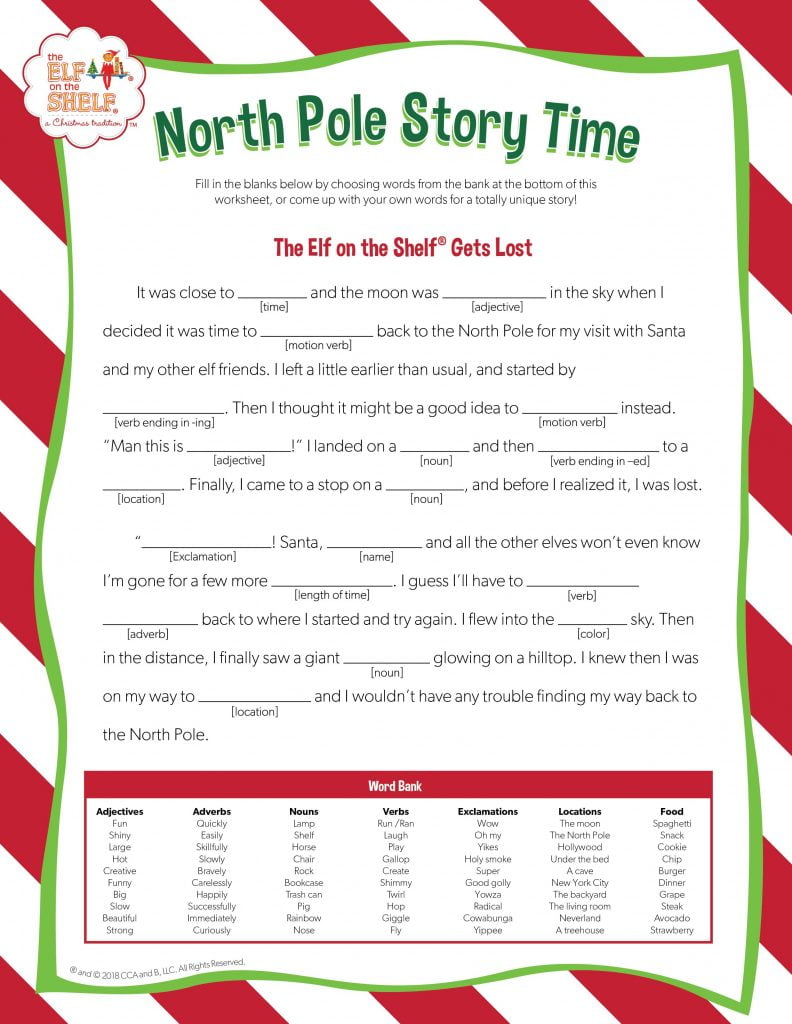 Download These Free Ad Libs For Family Story Time The Elf On The Shelf Elf On Shelf Printables Elf Activities Elf On The Shelf