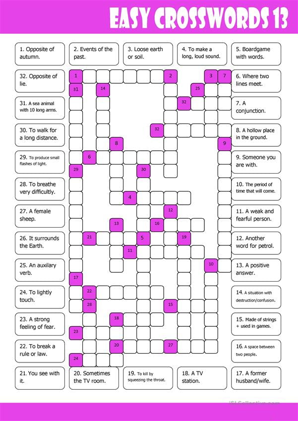 Easy Printable Crossword Puzzles 6 Best Images Of Large Print Easy 