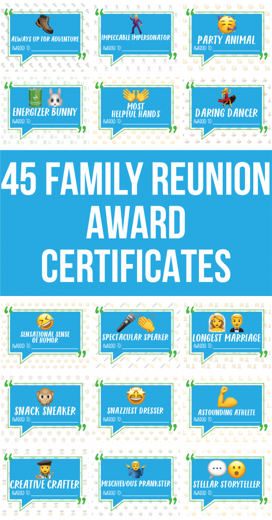 Family Reunion Award Certificates Emoji Themed Awards Etsy Family Reunion Awards Family Reunion How To Memorize Things